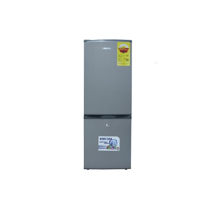 Bruhm BRD-136CMDS Double Door Refrigerator - 136 Litres - Silver-Accra