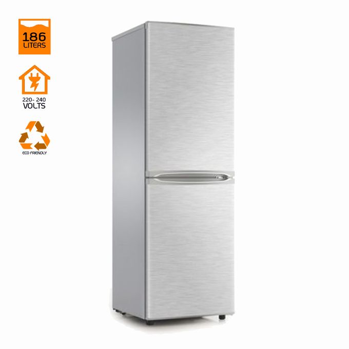 Bruhm BRD-186CMDS Double Door Refrigerator - 186 Litre - Silver-Accra